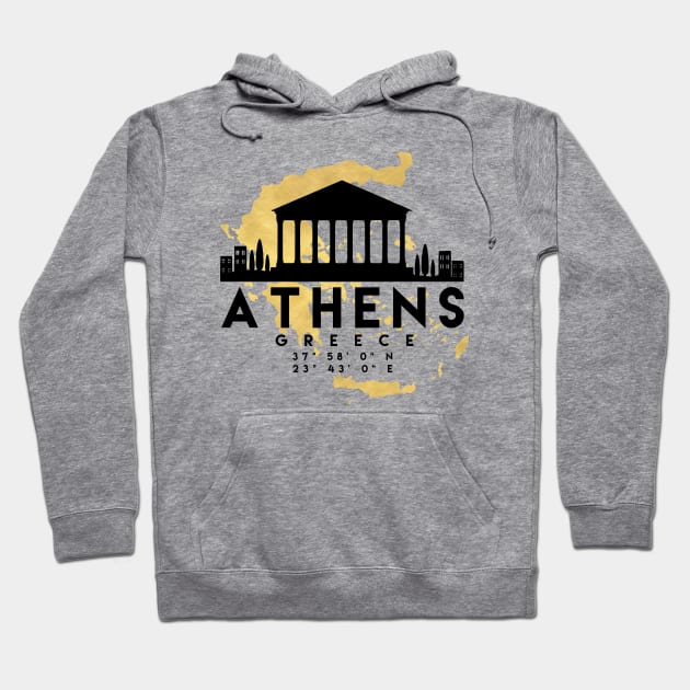 Athens Greece Skyline Map Art Hoodie by deificusArt